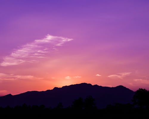 Free mountain silhouette under sky vibes Stock Photo