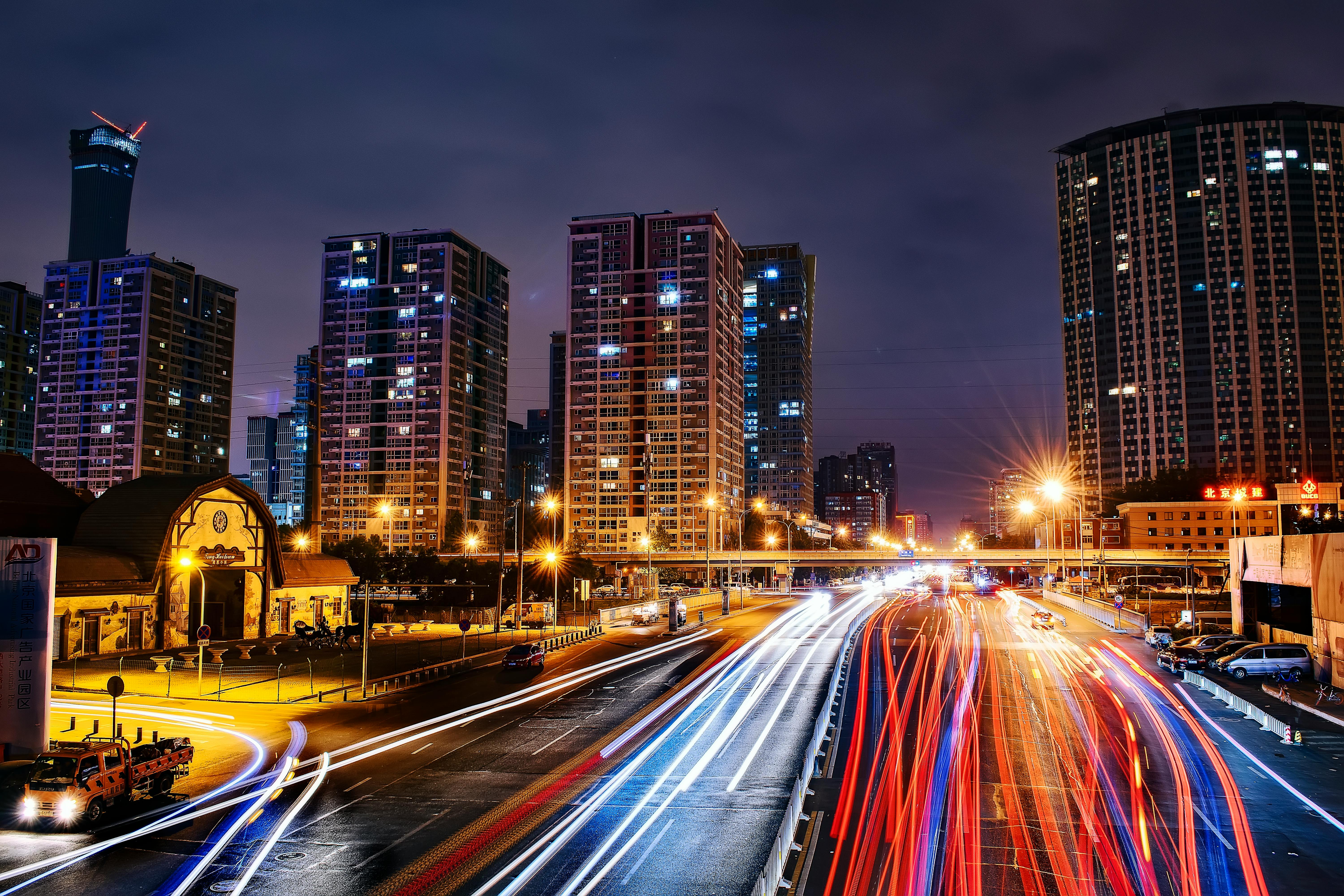 time lapse photography of city road at nighttime