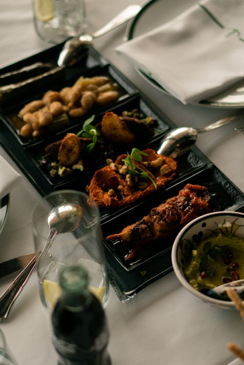 Free A mouth-watering close-up of Turkish mezze dishes served in a restaurant in Istanbul, Turkey. Stock Photo