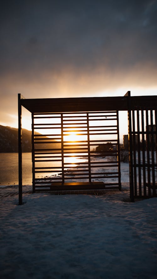 Photos gratuites de banc, bois, coucher de soleil