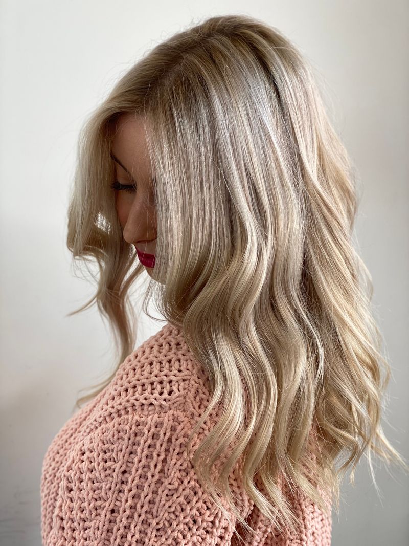 Woman with styled blonde hair