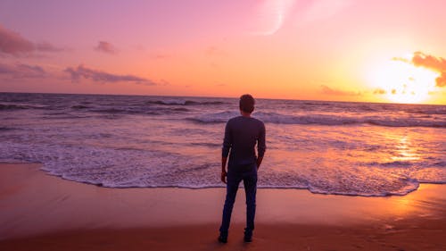 Free stock photo of beach, boy, clouds