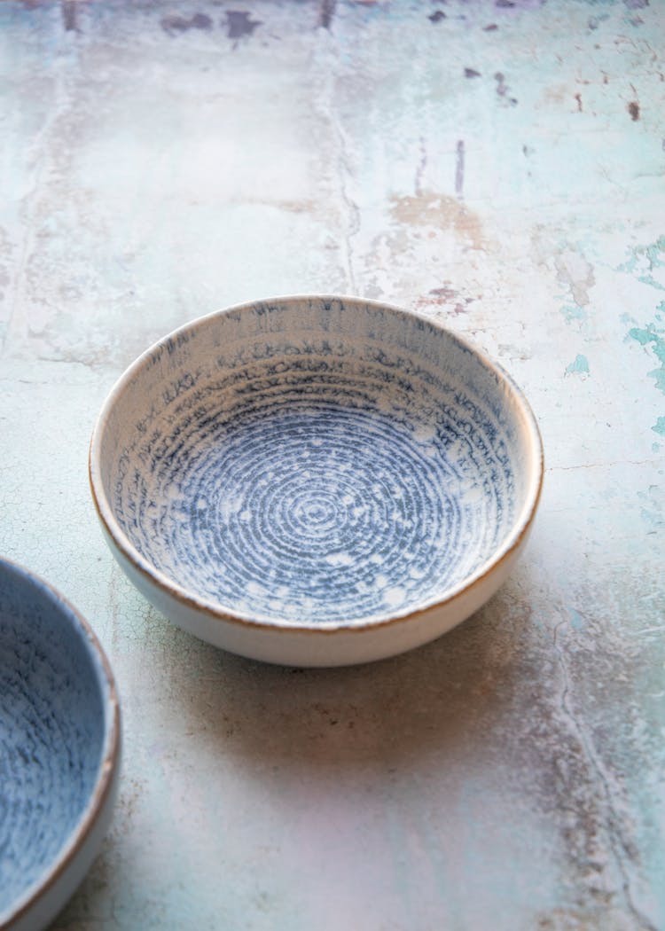 Empty Blue Ceramic Bowls