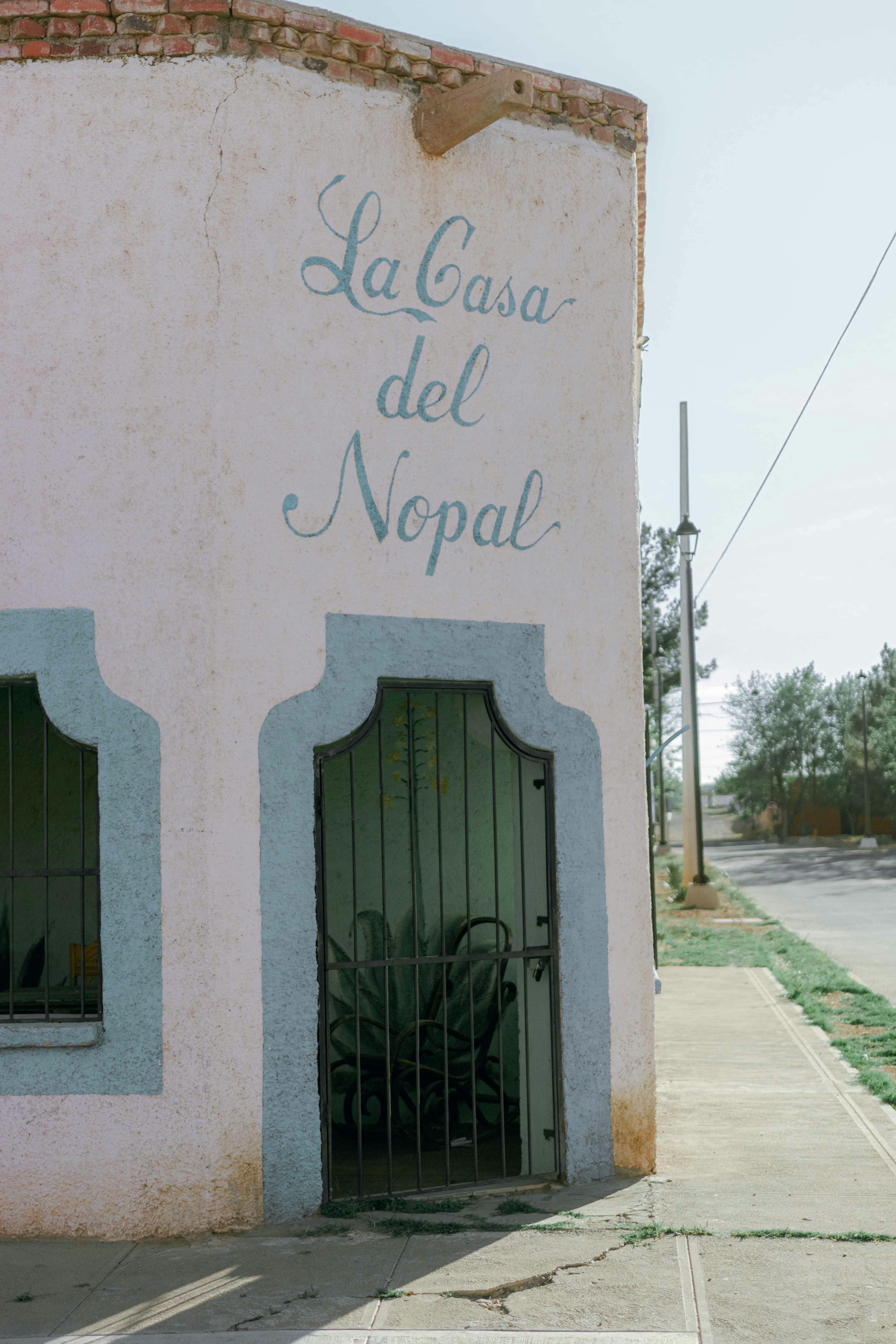 Free Charming street view of La Casa del Nopal in Chihuahua, showcasing classic Mexican architectural style. Stock Photo