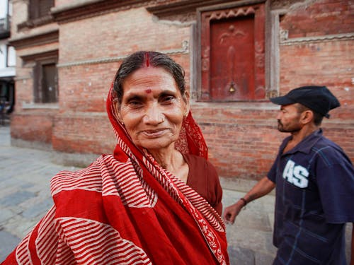 Free Elderly Woman Wearing Red Saree Stock Photo