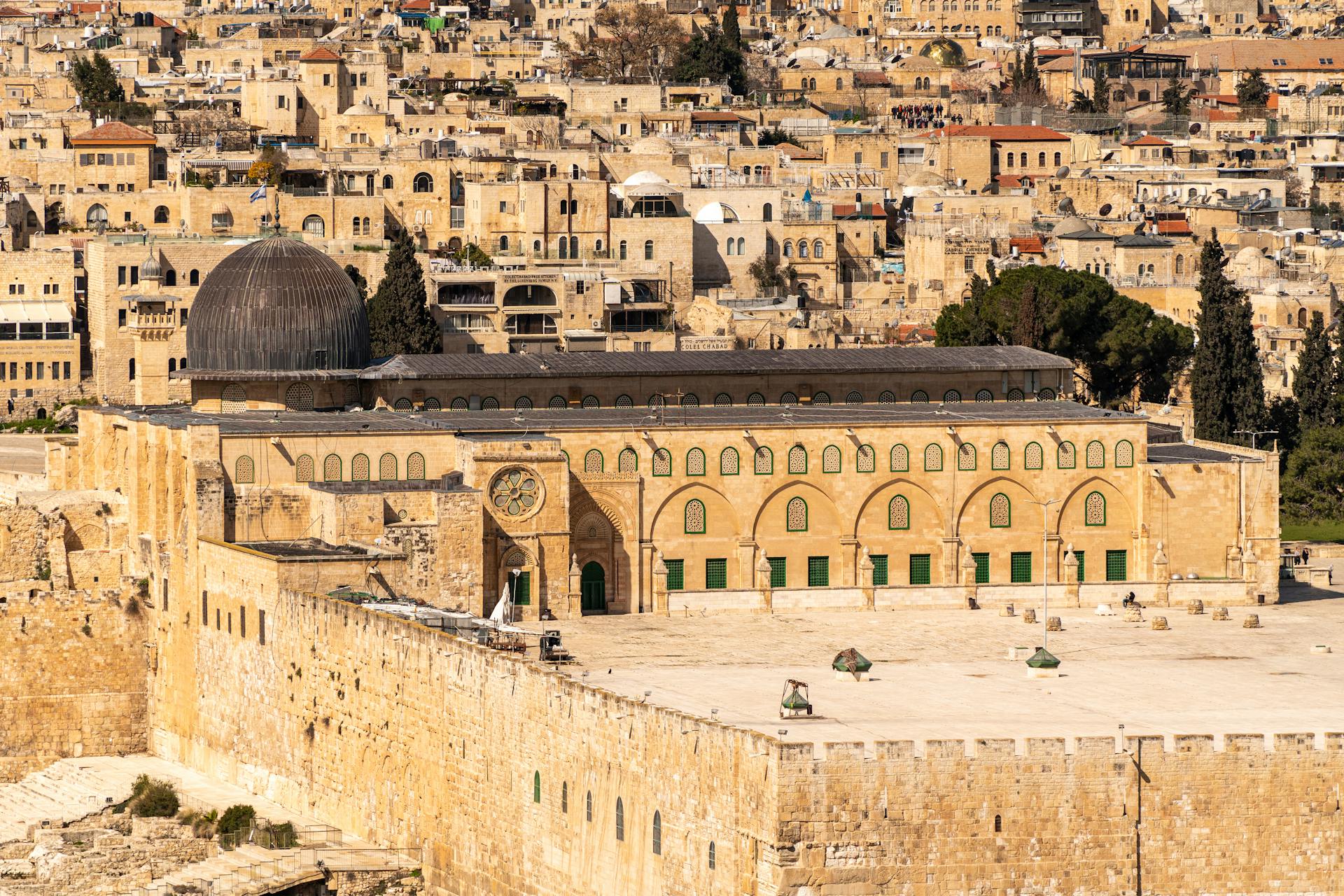 High Angle View of a Jerusalem City and Al-Aqsa Mosque