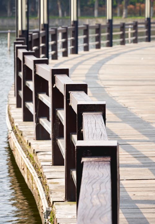 Free A Wooden Dock Near the Body of Water Stock Photo