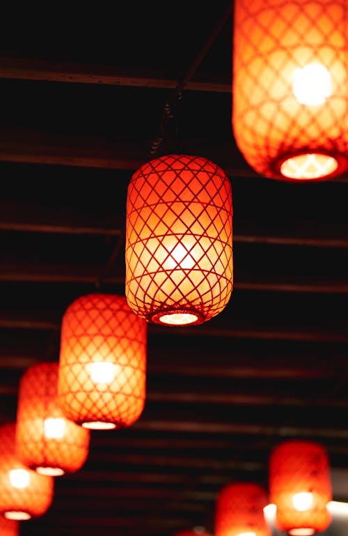 Red Lanterns Hanging from the Ceiling 
