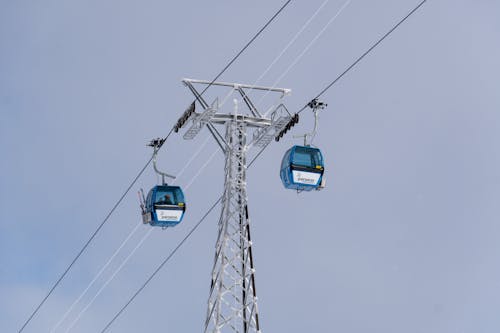 Blue Cable Cars on the Cable Line