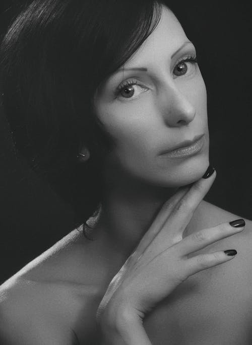 Grayscale Photography of Woman's Face