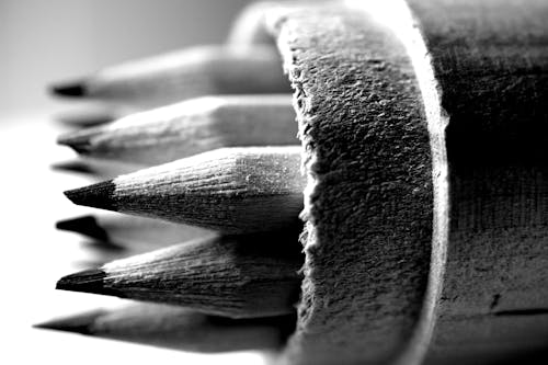 Black and White Photo of Pencils