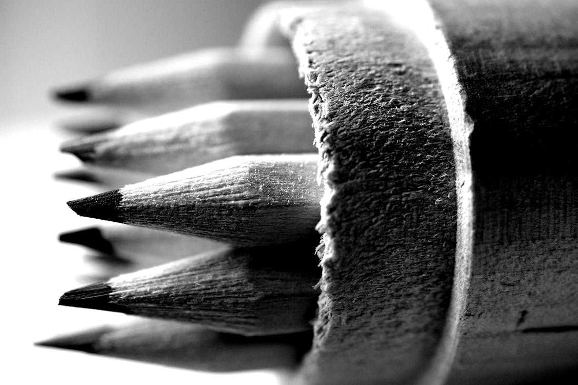 Black and White Photo of Pencils