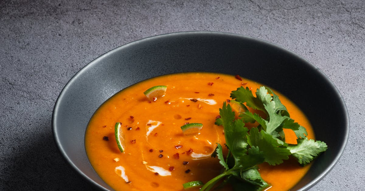 Soup in a Bowl with Cilantro Garnish