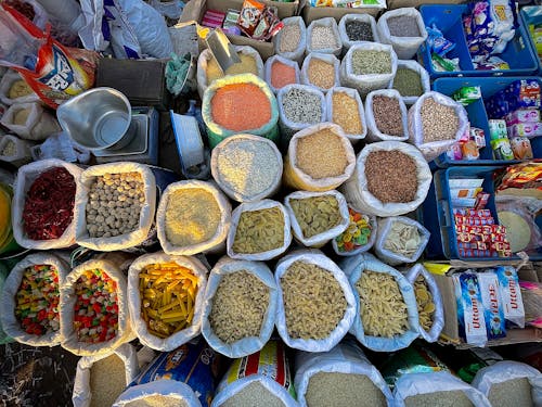 Spices and Food in a Market 