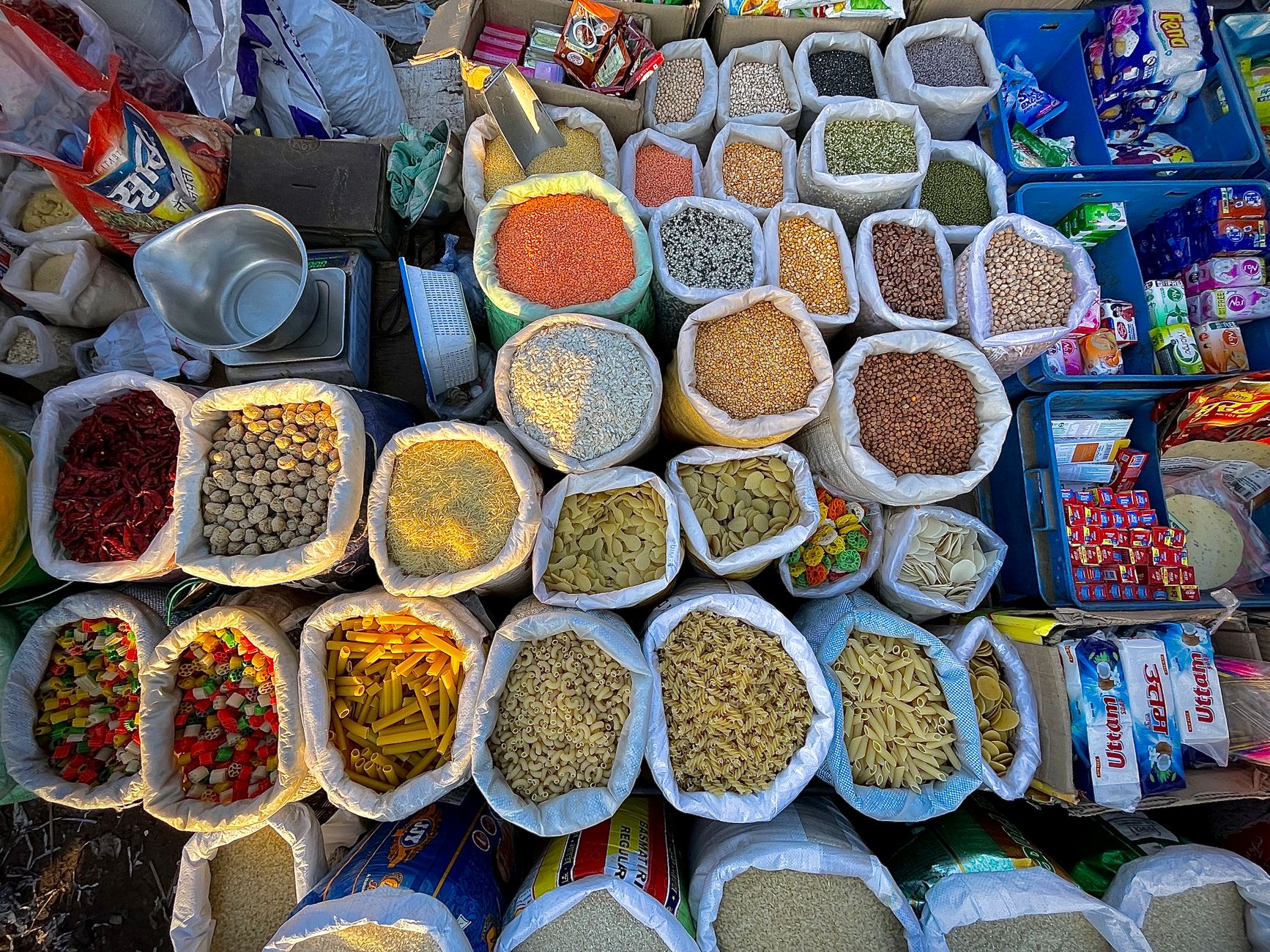 Fresh seasonal fruits and vegetables at market