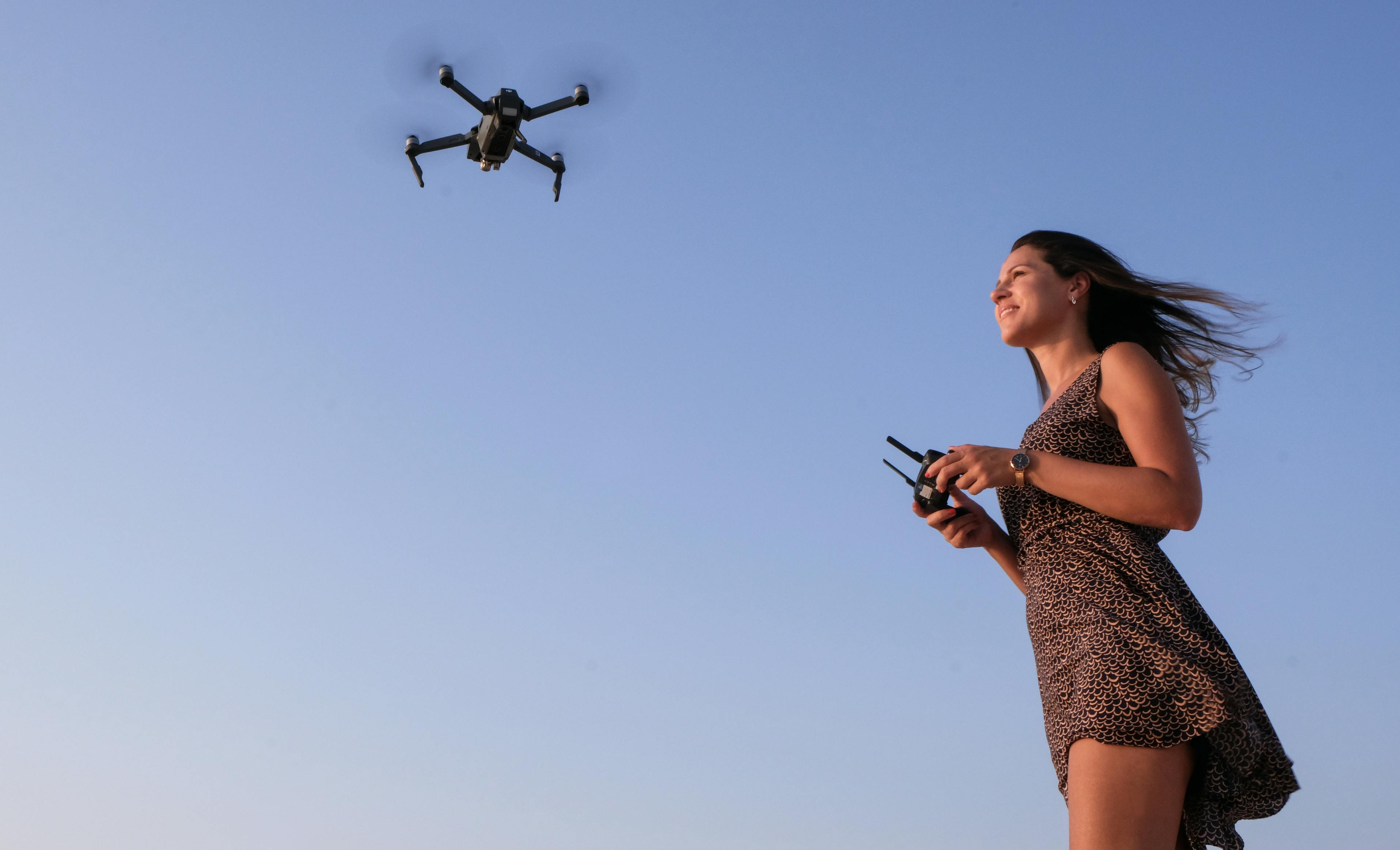 woman playing drone