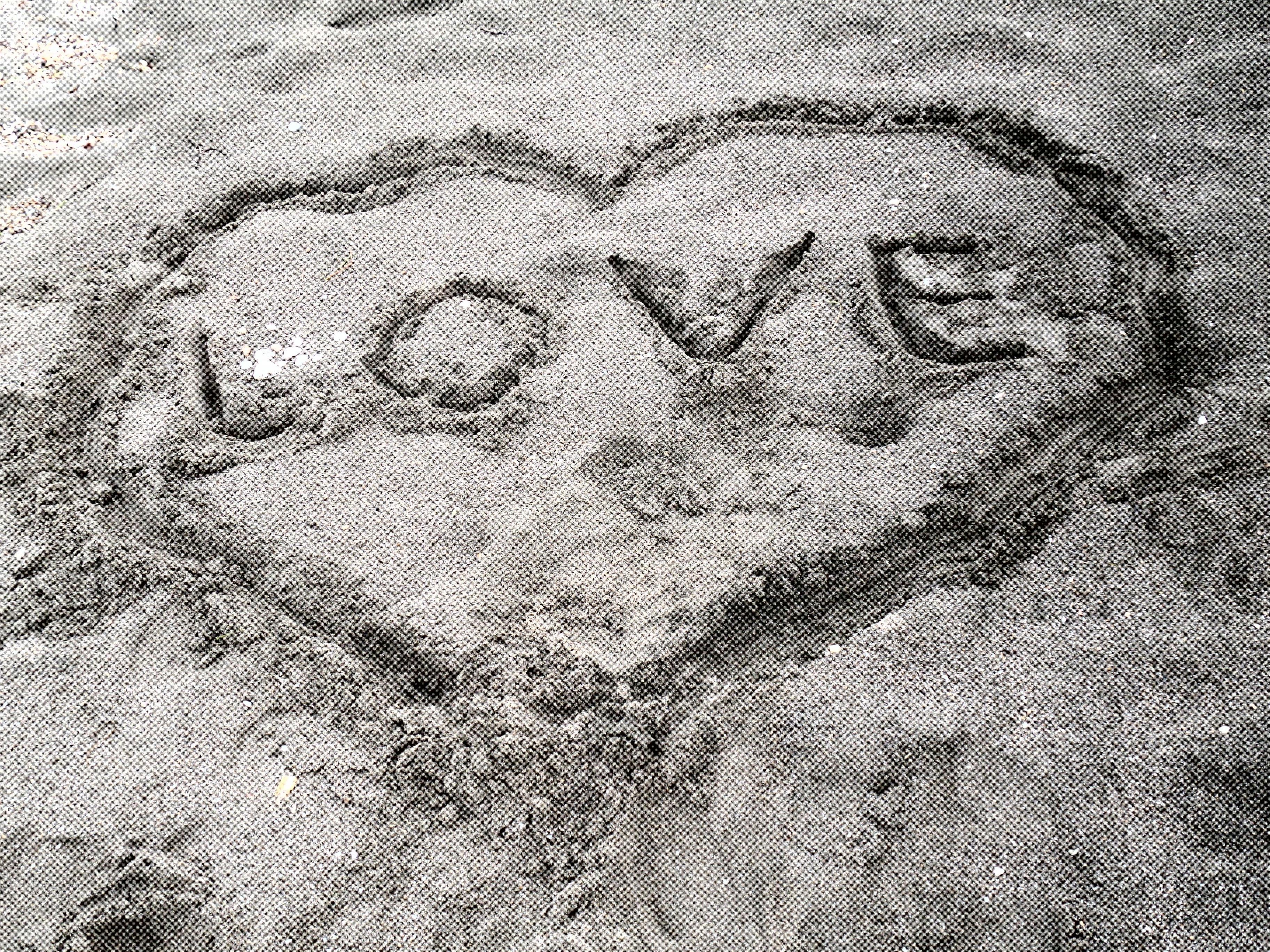 Free stock photo of love, love symbol, love symbol on the sand
