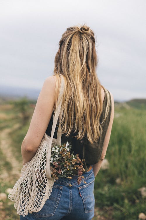 Blonde Woman with Bag