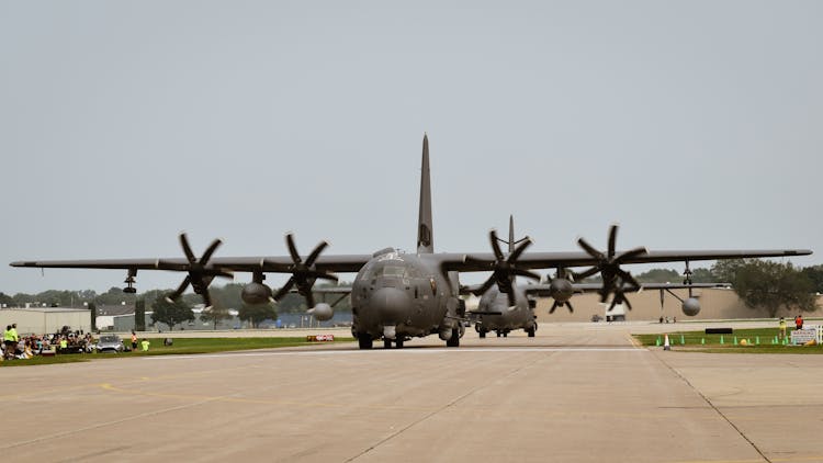 Military Plane On Airport Runway