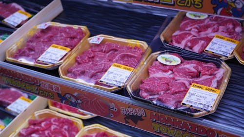 Free Raw Meat in Plastic Containers Stock Photo
