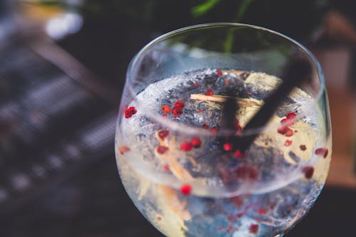 Round Clear Glass With Straw Closeup Photography