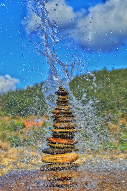 Stone with water photography in River