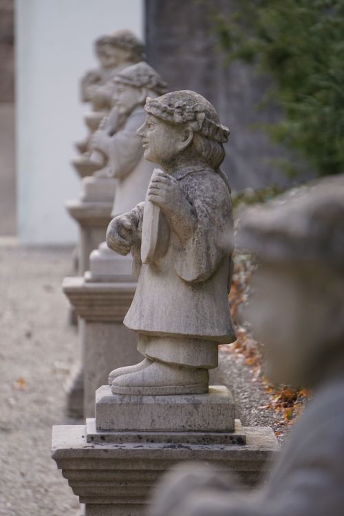 Free Close-up of whimsical stone statues in Monticello, Illinois garden Stock Photo