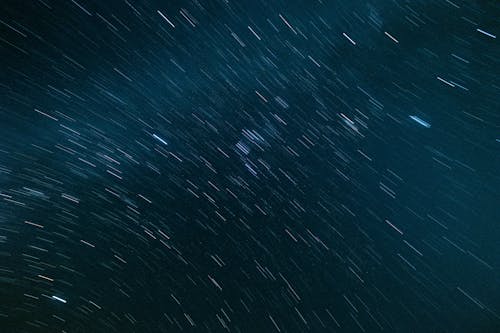 Star Trails on a Night Sky in Long Exposure 
