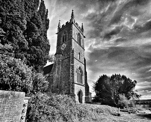 Free stock photo of black and white, church, dorset