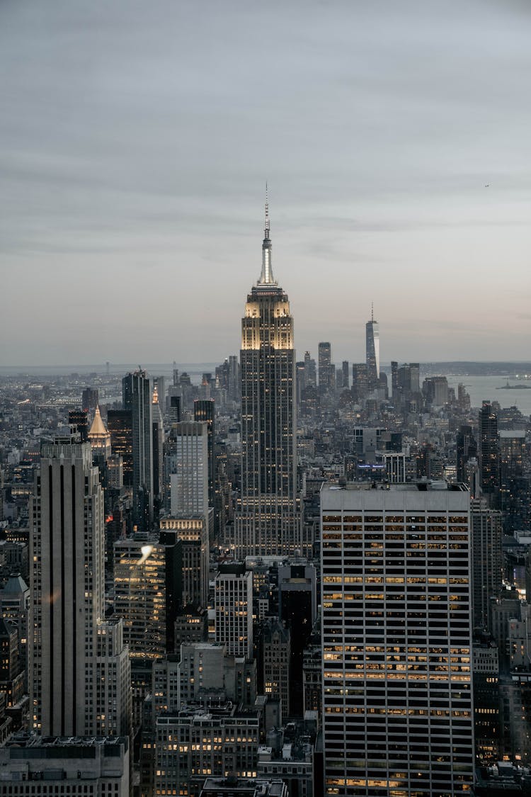 Panoramic View Of Empire State Building And Skyscrapers In New York USA