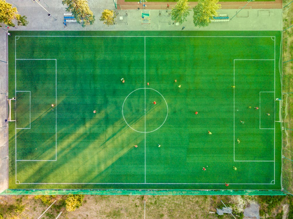 Free Aerial View of Soccer Field Stock Photo
