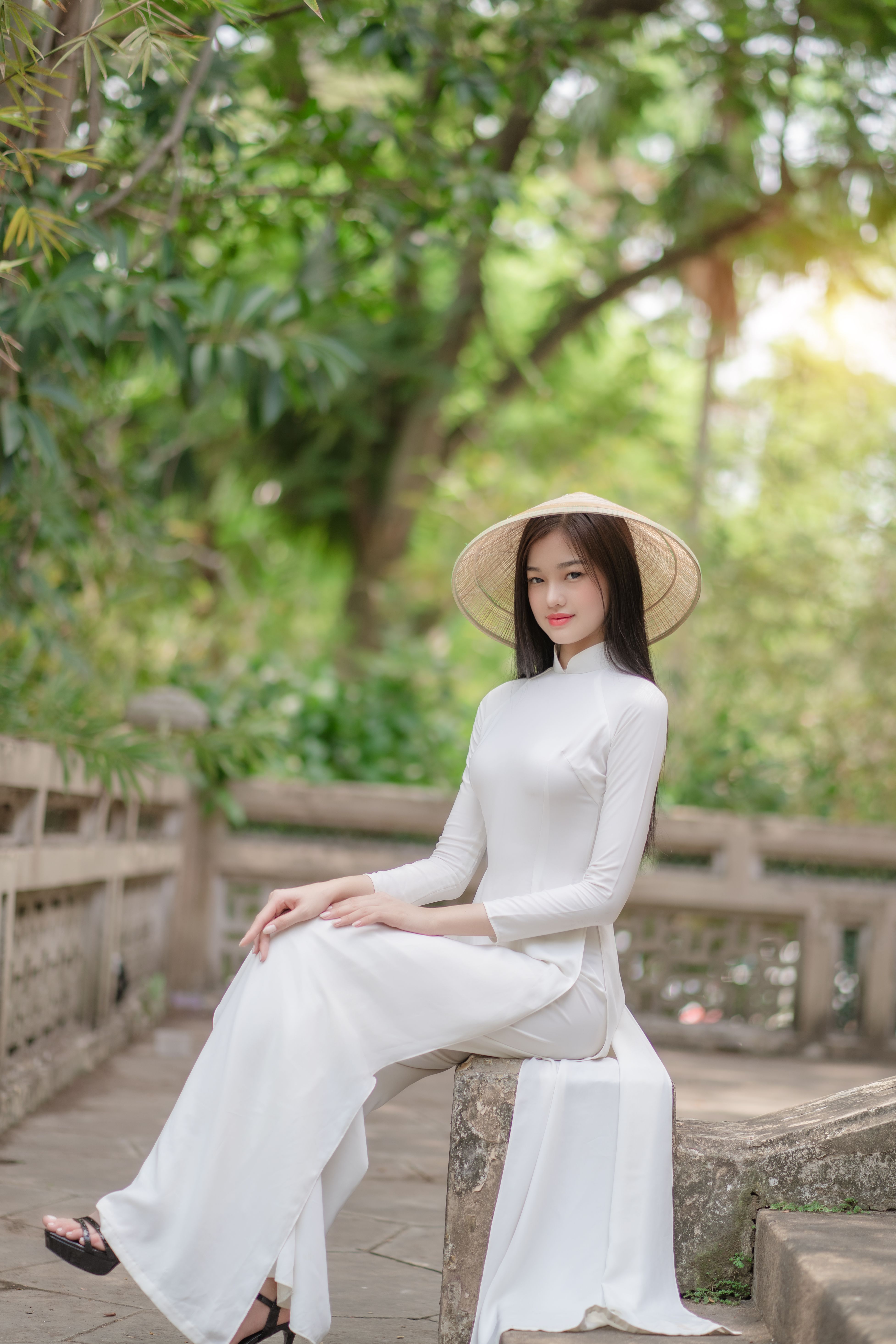 Woman in White Dress Wearing a Hat · Free Stock Photo