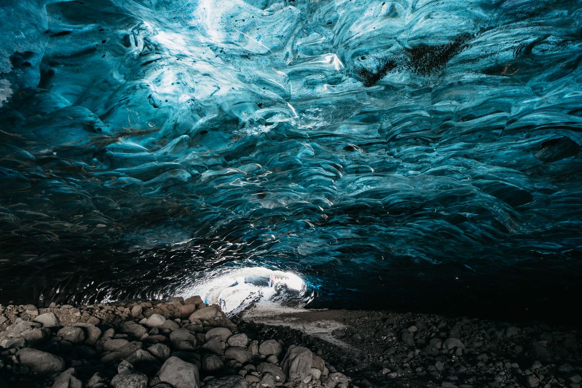 Blue ice cave interior