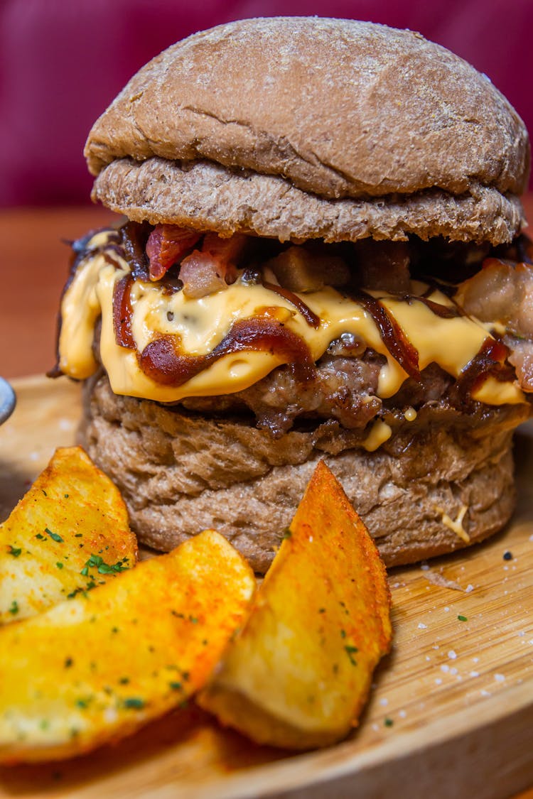 Close-up Of A Cheesy Burger 