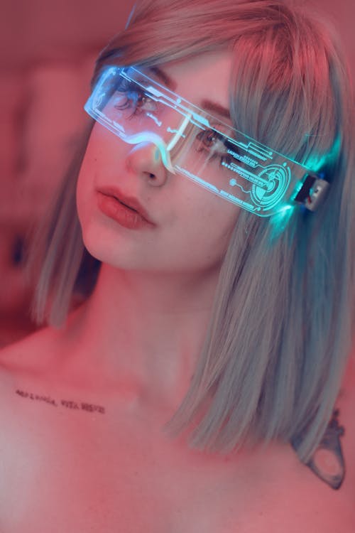 Free Woman Wearing Futuristic Glasses Stock Photo