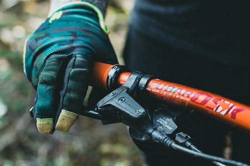 Free Holding the Brake Lever of a Mountain Bike Stock Photo