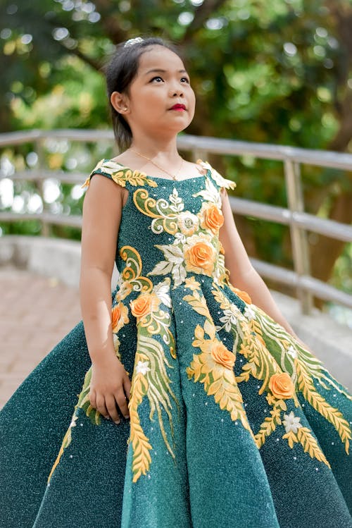 Girl Wearing Green Gown