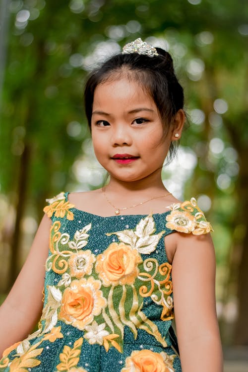 Cute Little Girl Wearing Floral Dress