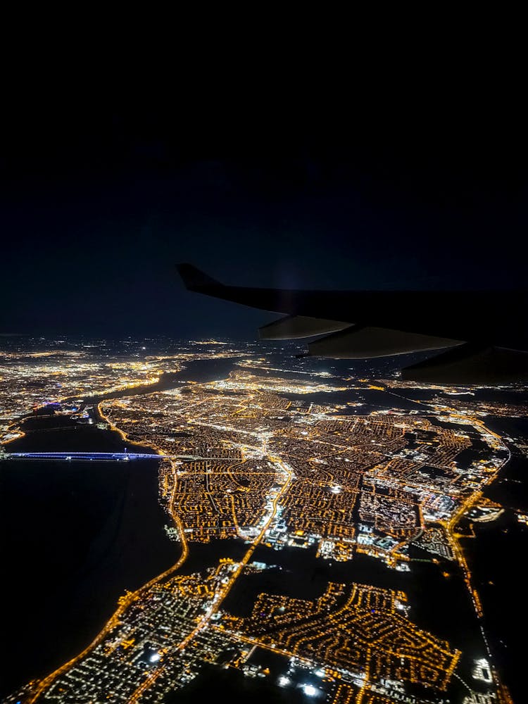 Dark Sky Over A City At Night