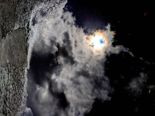 Free stock photo of aerospace, clouds, full moon Stock Photo