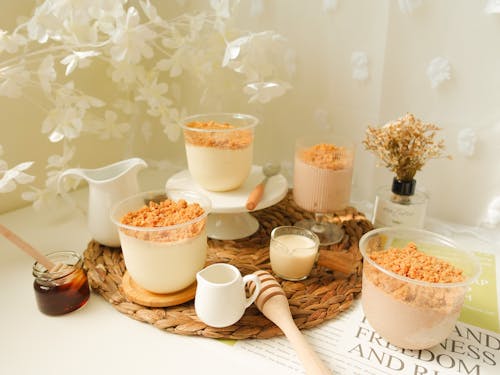 Free Bowls of Milk and Cereals Stock Photo