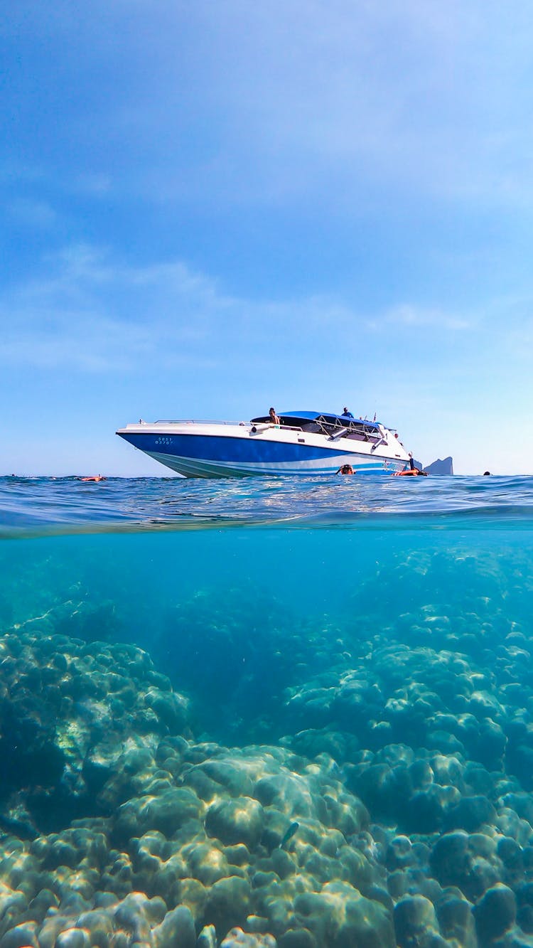 Speedboat Over Coral Reefs At Koh Phi Phi Island