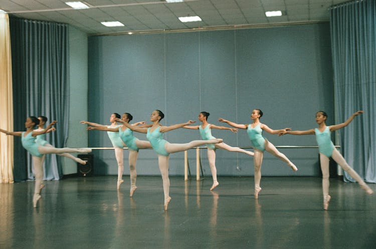 Girls On Ballet Lesson