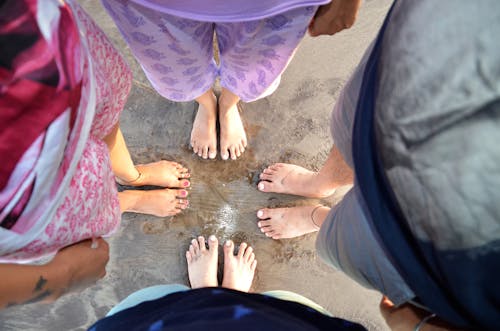 Free stock photo of beach, four, friends