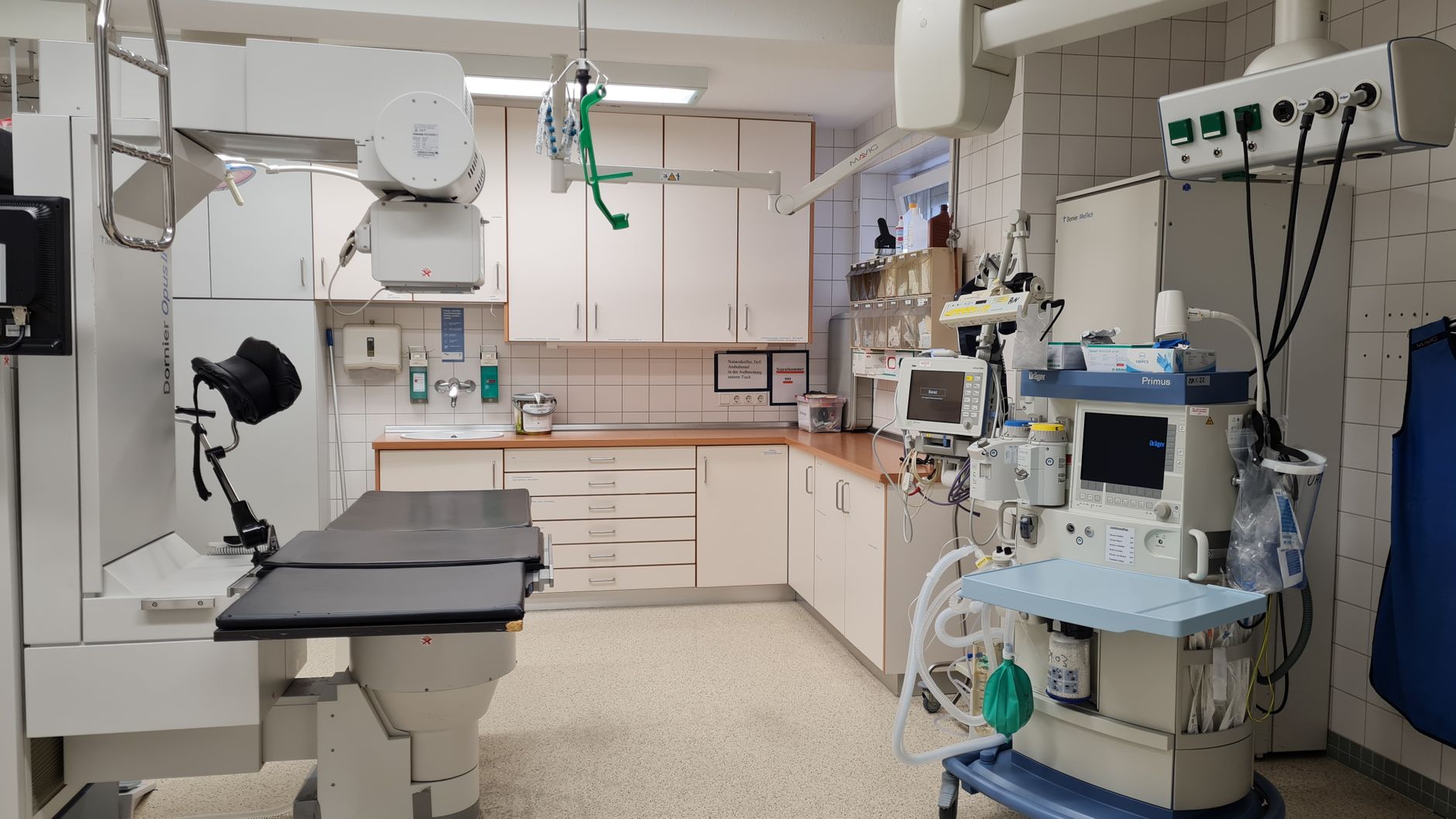 Inside view of a well-equipped hospital operating room in Werlte, Germany.