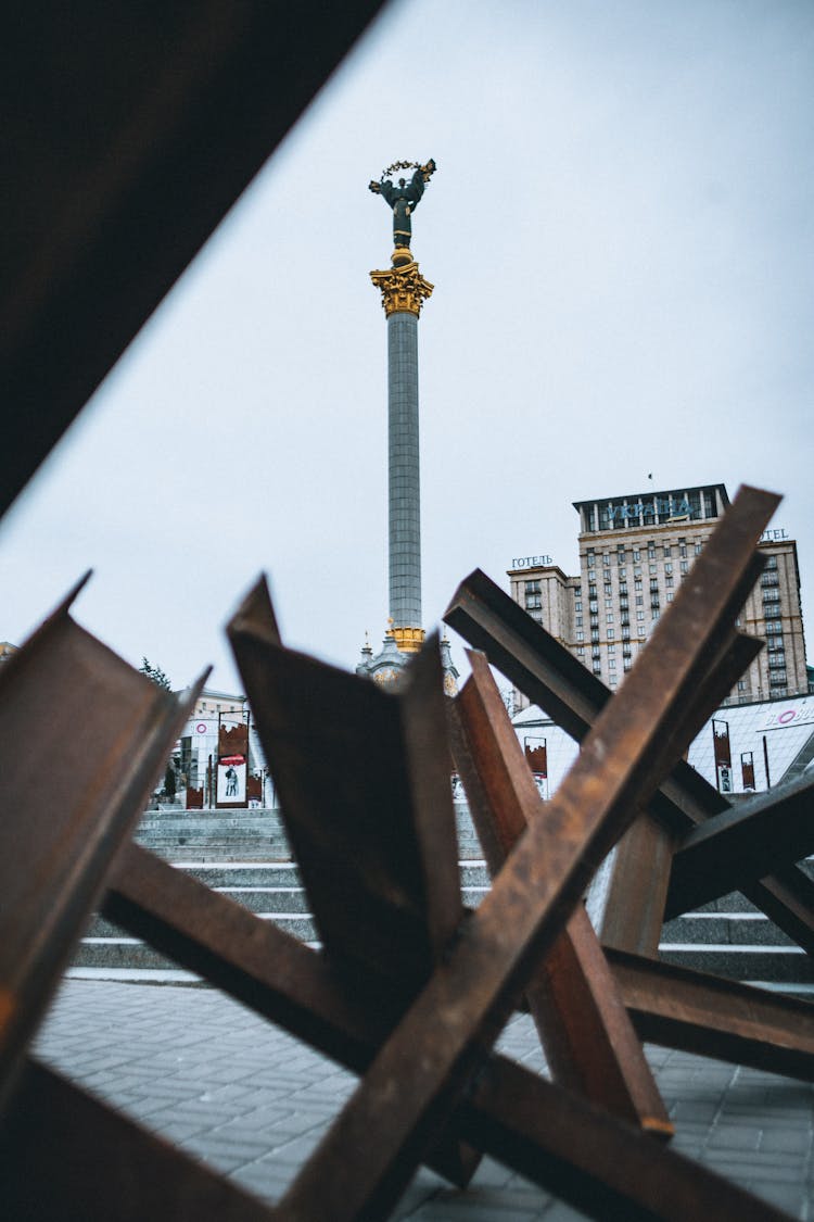 Protective Structure On Independence Square In Kyiv 