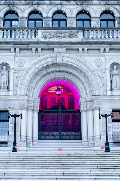Entrance to the Victoria Legislature Building, Victoria, British Columbia, Canada