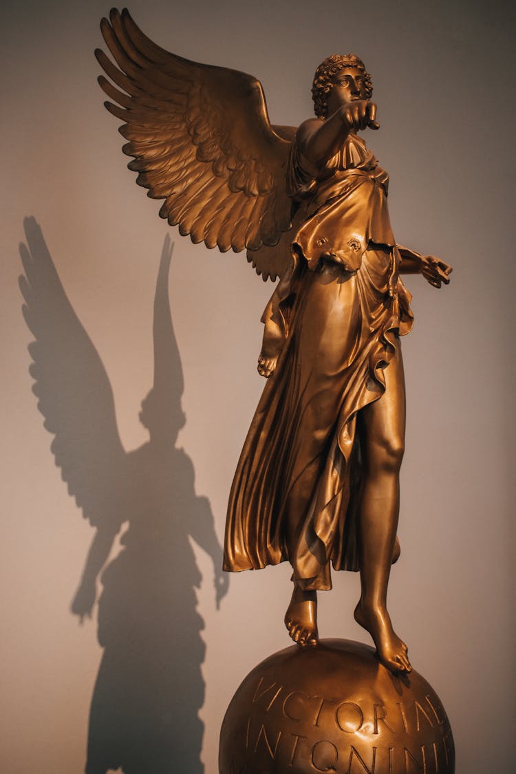 Ancient Statue Of Nike Goddess Made From Brass