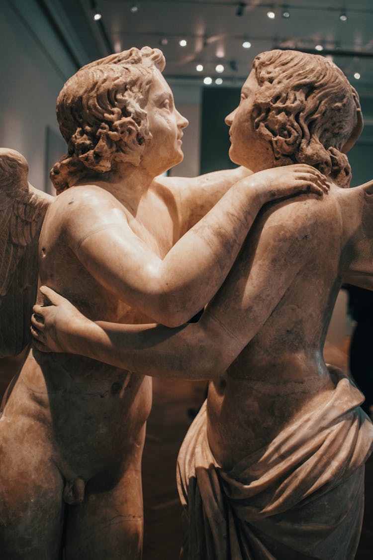 Ancient Roman Sculpture Of Amor And Psyche In Berlin, Germany 