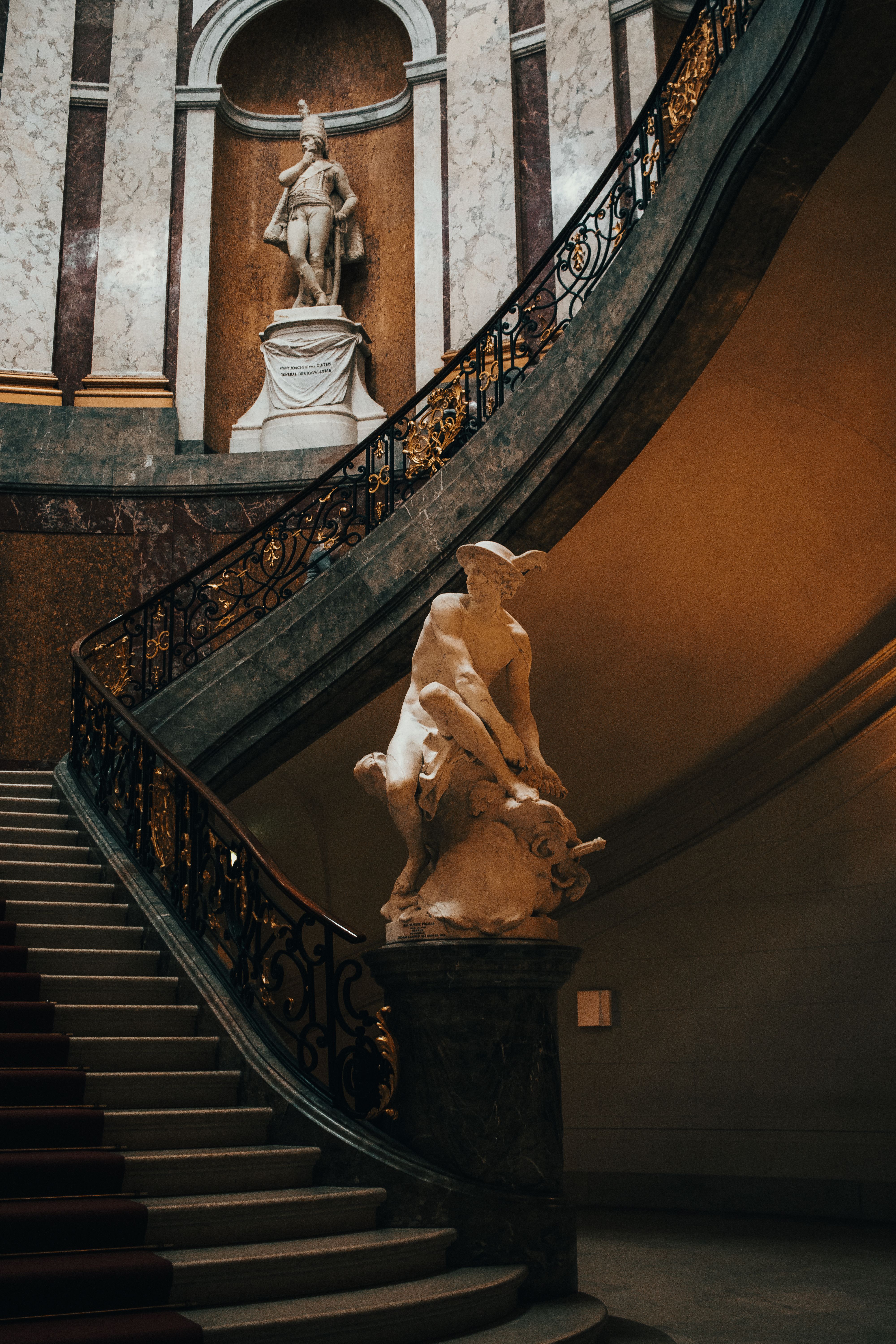 Renaissance Staircase with Sculptures and Railing · Free Stock Photo